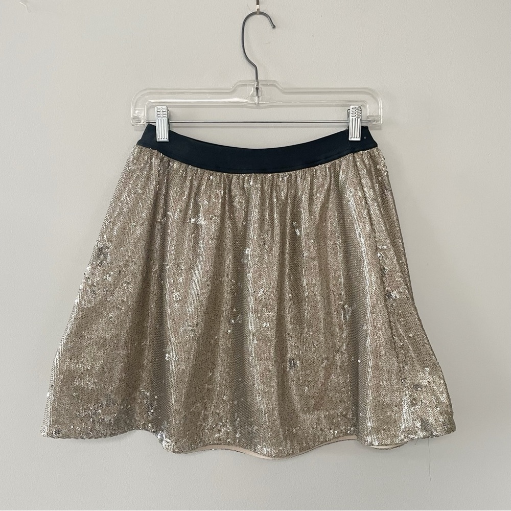 Abercrombie and Fitch gold silver skirt metallic sequin flared skater mini
